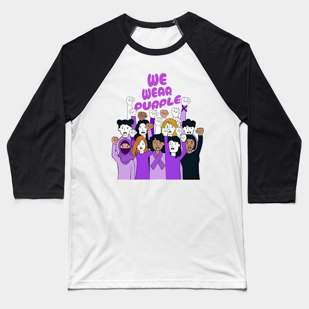 Domestic violence awareness - We Wear Purple Baseball T-Shirt by BobaTeeStore